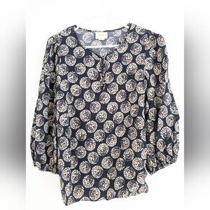 Anthropology Maeve flowy blue geometric design blouse